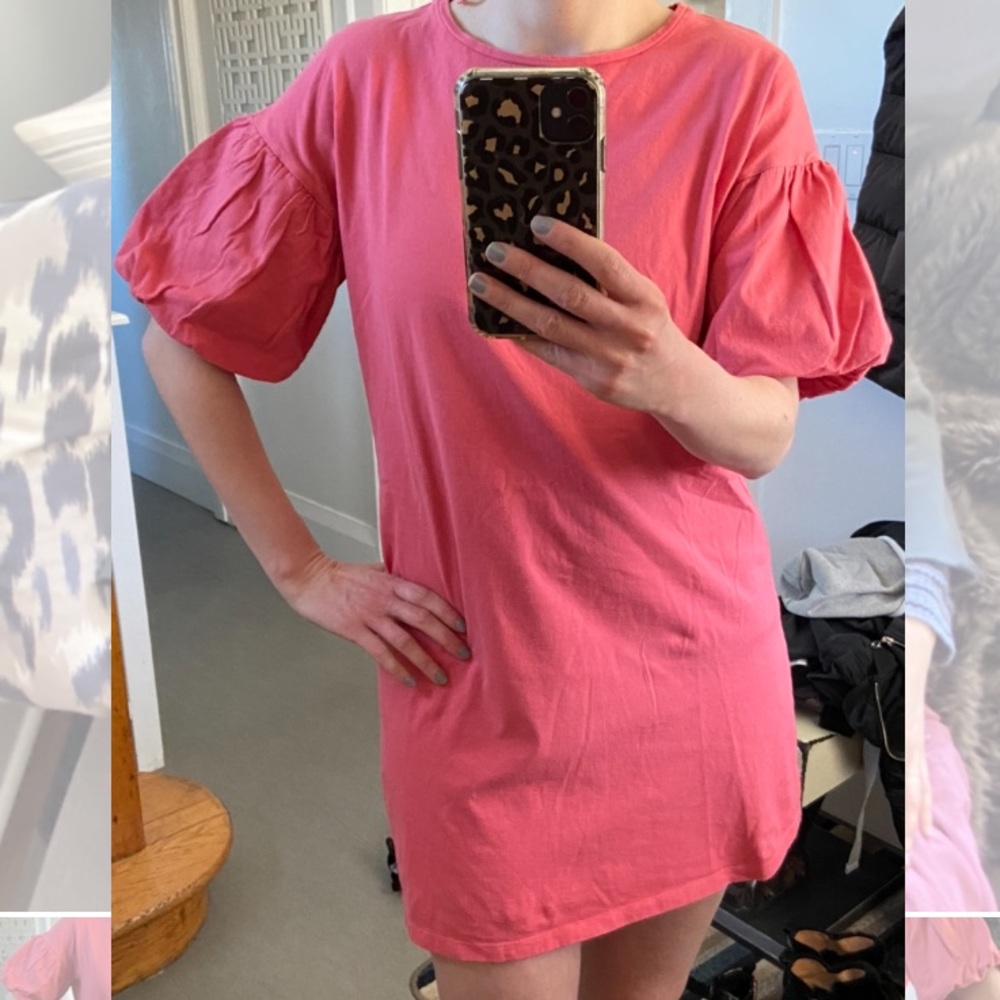 Mini dress with puff sleeve detail